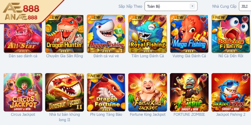 Sảnh bắn cá Jili AE888 có đồ họa sắc nét