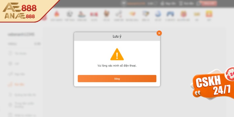 Thao tác rút tiền AE888 chuẩn xác, hạn chế lỗi